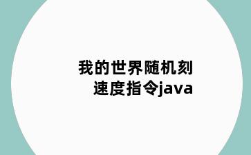 我的世界随机刻速度指令java