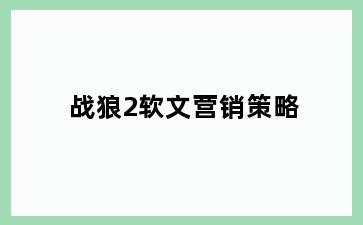 战狼2软文营销策略