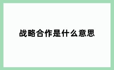战略合作是什么意思