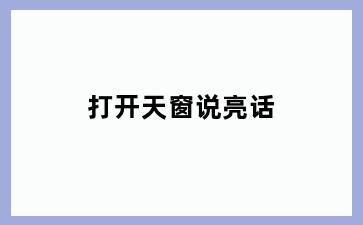 打开天窗说亮话