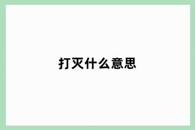 打灭什么意思