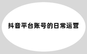 抖音平台账号的日常运营