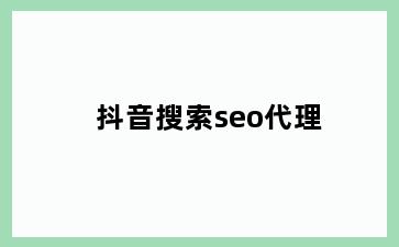 抖音搜索seo代理