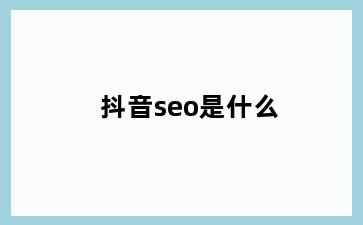 抖音seo是什么