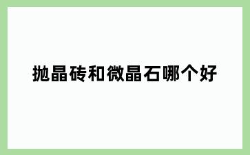 抛晶砖和微晶石哪个好