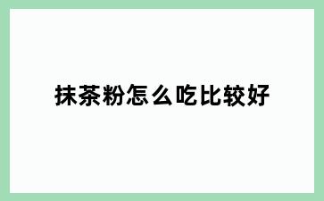 抹茶粉怎么吃比较好