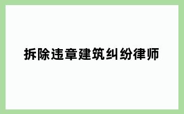 拆除违章建筑纠纷律师