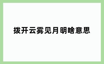拨开云雾见月明啥意思