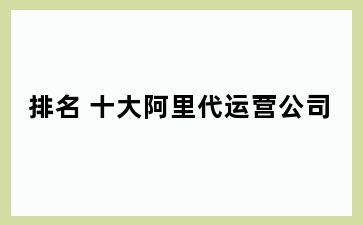 排名 十大阿里代运营公司