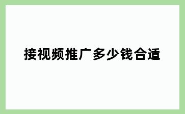 接视频推广多少钱合适