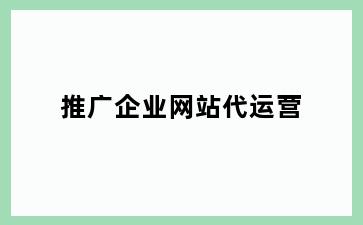 推广企业网站代运营