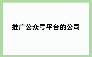 推广公众号平台的公司