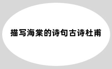 描写海棠的诗句古诗杜甫