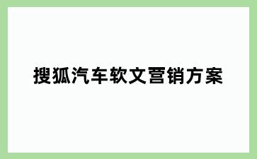 搜狐汽车软文营销方案