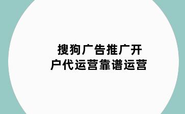 搜狗广告推广开户代运营靠谱运营