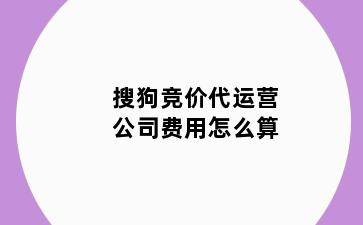 搜狗竞价代运营公司费用怎么算