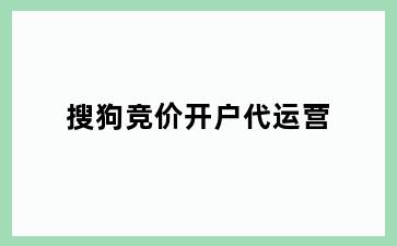 搜狗竞价开户代运营
