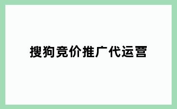 搜狗竞价推广代运营
