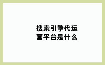 搜索引擎代运营平台是什么