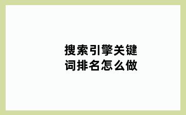 搜索引擎关键词排名怎么做