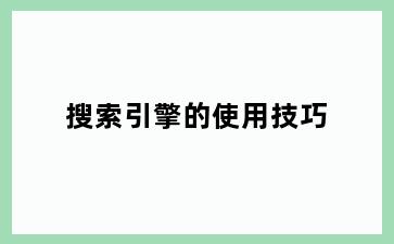 搜索引擎的使用技巧