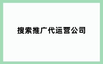 搜索推广代运营公司
