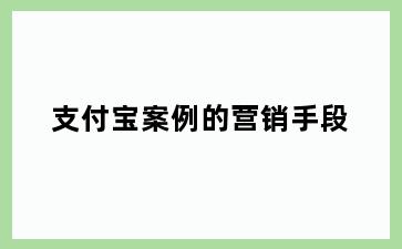 支付宝案例的营销手段