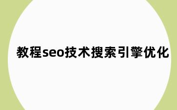 教程seo技术搜索引擎优化