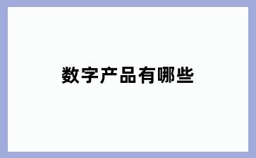 数字产品有哪些