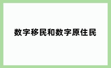 数字移民和数字原住民