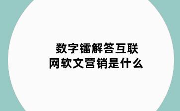 数字镭解答互联网软文营销是什么