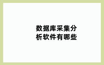 数据库采集分析软件有哪些