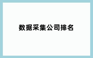 数据采集公司排名