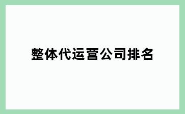 整体代运营公司排名