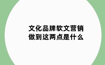 文化品牌软文营销做到这两点是什么
