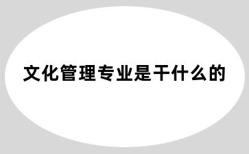 文化管理专业是干什么的