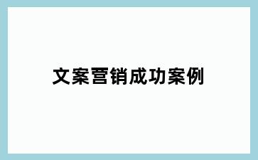文案营销成功案例