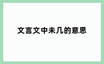 文言文中未几的意思