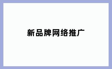 新品牌网络推广