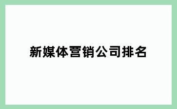 新媒体营销公司排名
