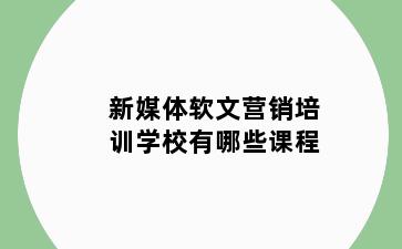 新媒体软文营销培训学校有哪些课程
