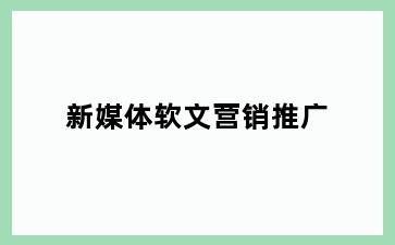 新媒体软文营销推广