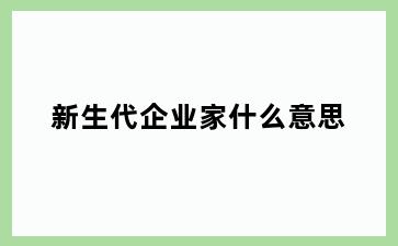 新生代企业家什么意思