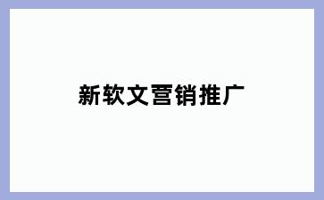 新软文营销推广