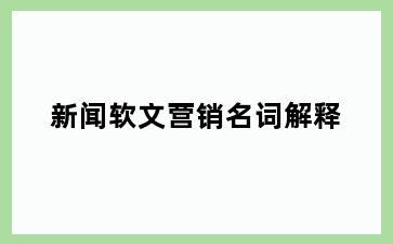 新闻软文营销名词解释