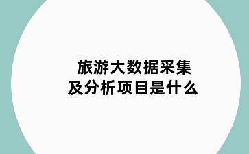 旅游大数据采集及分析项目是什么