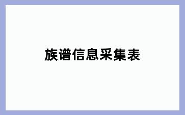 族谱信息采集表