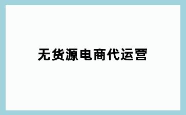 无货源电商代运营