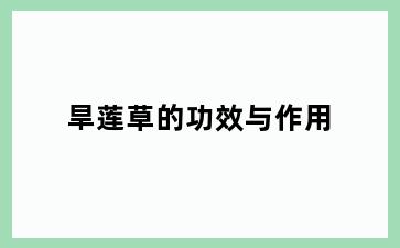旱莲草的功效与作用