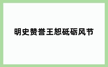 明史赞誉王恕砥砺风节